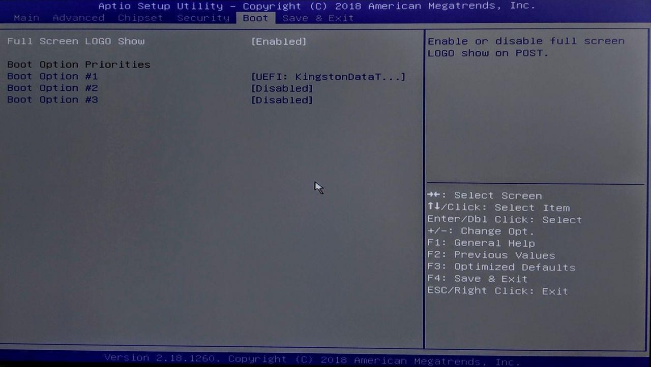 BIOS Boot tab showing Boot Option Priorities